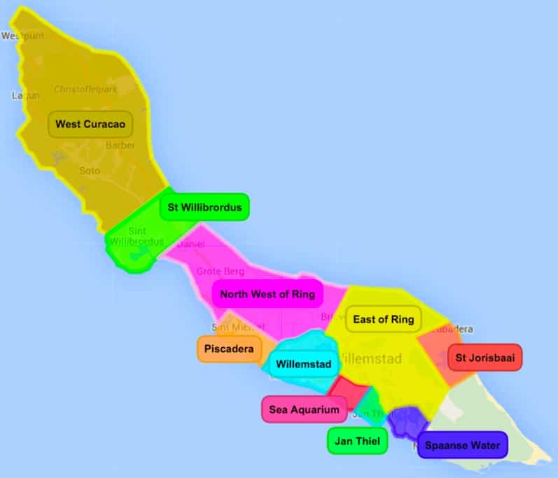 Areas on Curacao