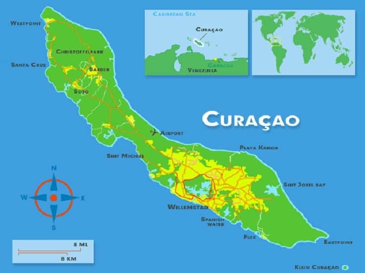 geografía de curaçao mapa mundial