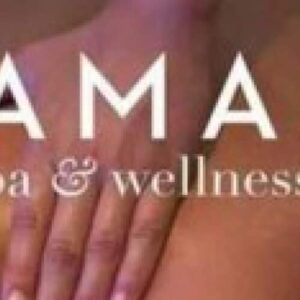 A close-up of a person's back being massaged by two hands, overlaid with “Gentlemen's getaway” in white font, evokes a relaxing and therapeutic environment. The background features smooth skin and gentle lighting.